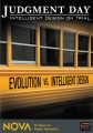 Cover of film Judgement Day showing a school bus with lettering on the side reading "Evolution vs. Intelligent Design"
