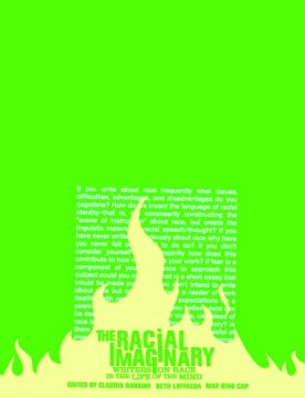 Lime green background with light yellow flames coming from the bottom of the page. The title and authors are written in the same color lime green text. There is also a block of text in the light yellow color against the green background.