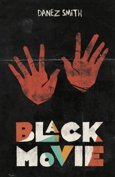 Red handprints on a black background. The title is written in multicolored text at the bottom of the page, red, green, white, and yellow. The author's name is written in white at the top of the page. 