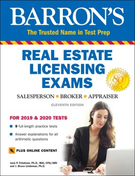 Book jacket for Barron's real estate licensing exams : salesperson, broker, appraiser
