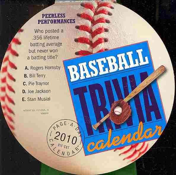 Baseball Trivia Diecut 2010 Calendar