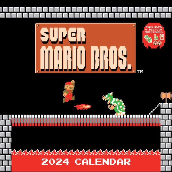 Super Mario Bros 8-Bit Retro 2024 Wall Calendar with Bonus Diecut Notecards【金石堂、博客來熱銷】