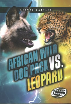 African wild dog pack vs. leopard