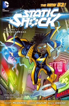 static shock with his hands holding electricity 