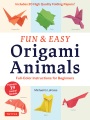 Libro electrónico de animales de origami divertido y fácil con instrucciones a todo color para principiantes, portada del libro