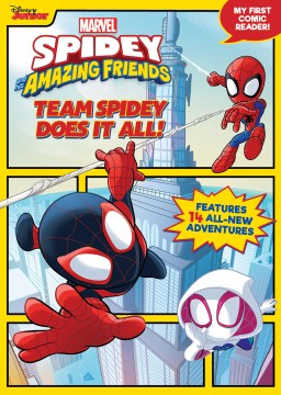 Team Spidey does it all! / script by Steve Behling   layouts and cleans by Giovanni Rigano, Antonello Dalena   inks by Cristina Giorgilli, Cristina Stella   color by Dario Calabria, Lucio De Giuseppe