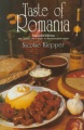 Book cover for A taste of Romania, showing a table filled with food and wine