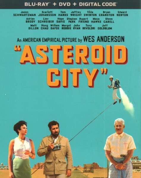 Asteroid City [videorecording Blu-ray] / Focus Features and Indian Paintbrush present an American Empirical picture produced by Wes Anderson, Steven Rales, Jeremy Dawson story by Wes Anderson, Roman Coppola screenplay by Wes Anderson directed by Wes Anderson.