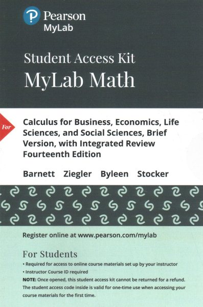 Mylab Math Pearson Etext Standalone Access Card for Calculus for Business, Economics, Life | 拾書所