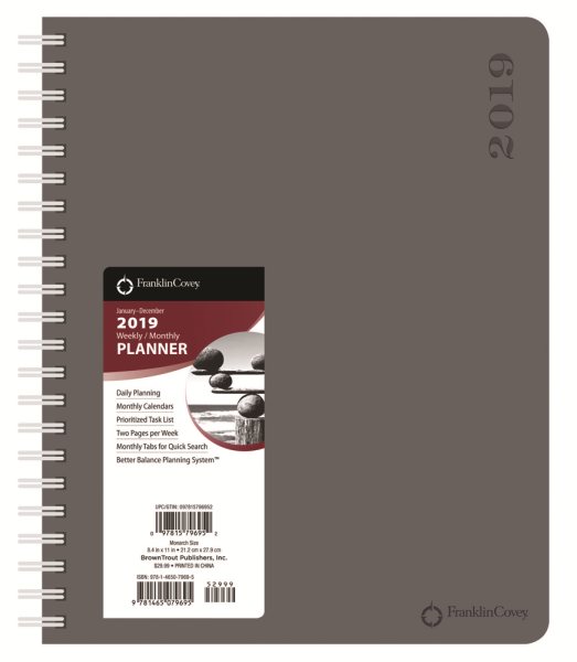 Franklincovey Monarch Gray 2019 Planner