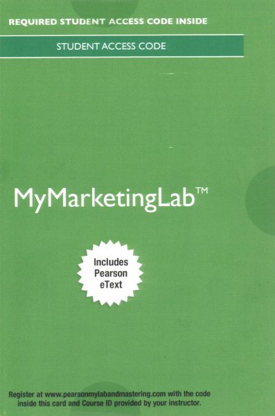 Marketing Mymarketinglab With Pearson Etext Access Card