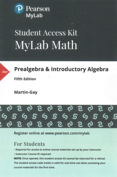 Prealgebra & Introductory Algebra Mylab Math With Pearson Etext Standalone Access Card
