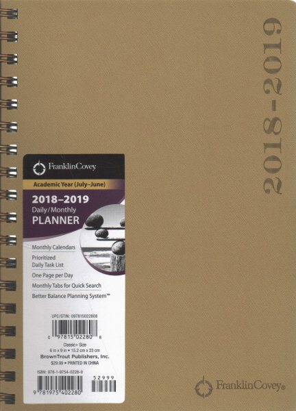 Franklincovey Academic Classic Neutral 2019 Planner